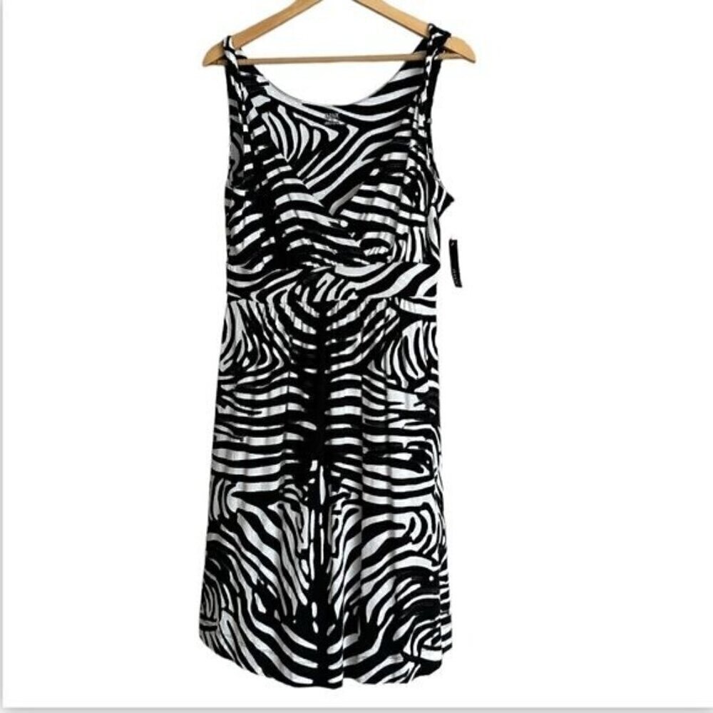 A.N.A. A New Approach Sleeveless Zebra Print Midi Dress Women's Size Large